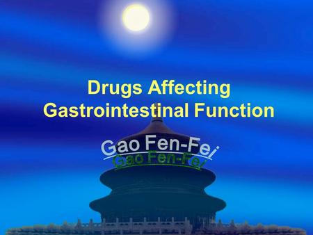 Drugs Affecting Gastrointestinal Function OUTLINE  Peptic Ulcer  Digestion  Vomiting  Diarrhea  Bile  Review-Questions.