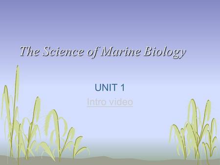 The Science of Marine Biology UNIT 1 Intro video.