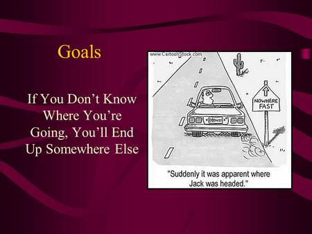 Goals If You Don’t Know Where You’re Going, You’ll End Up Somewhere Else.