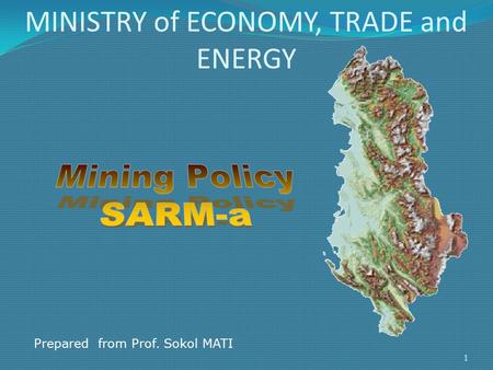 MINISTRY of ECONOMY, TRADE and ENERGY 1 Prepared from Prof. Sokol MATI.