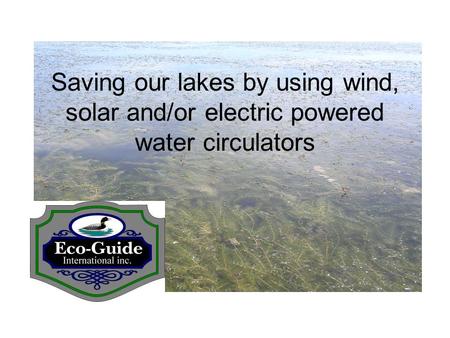 Saving our lakes by using wind, solar and/or electric powered water circulators.
