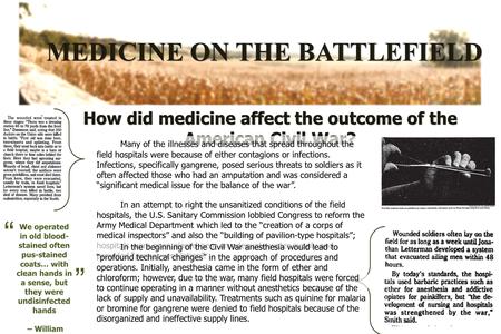MEDICINE ON THE BATTLEFIELD How did medicine affect the outcome of the American Civil War? Many of the illnesses and diseases that spread throughout the.
