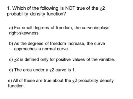 For small degrees of freedom, the curve displays right-skewness.