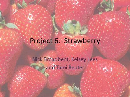 Project 6: Strawberry Nick Broadbent, Kelsey Lees and Tami Reuter.