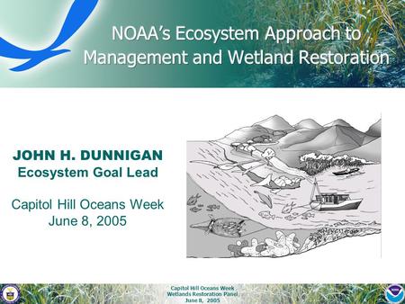 Capitol Hill Oceans Week Wetlands Restoration Panel June 8, 2005 JOHN H. DUNNIGAN Ecosystem Goal Lead Capitol Hill Oceans Week June 8, 2005.