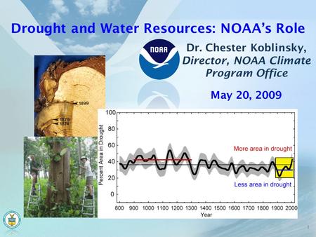Drought and Water Resources: NOAA’s Role Dr. Chester Koblinsky, Director, NOAA Climate Program Office 1 May 20, 2009.