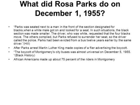 What did Rosa Parks do on December 1, 1955?