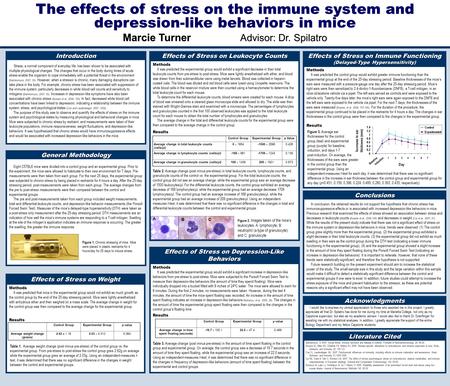 The effects of stress on the immune system and depression-like behaviors in mice Marcie Turner Advisor: Dr. Spilatro Effects of Stress on Depression-Like.