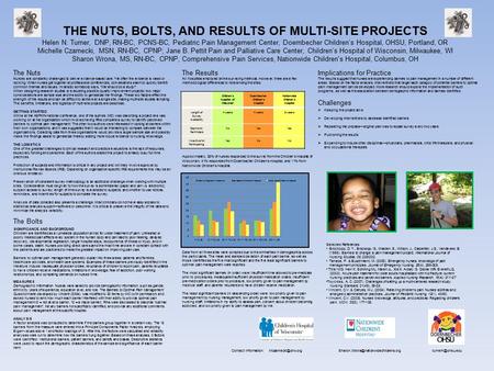 THE NUTS, BOLTS, AND RESULTS OF MULTI-SITE PROJECTS Helen N. Turner, DNP, RN-BC, PCNS-BC, Pediatric Pain Management Center, Doernbecher Children’s Hospital,