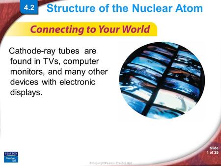 © Copyright Pearson Prentice Hall Slide 1 of 25 Structure of the Nuclear Atom Cathode-ray tubes are found in TVs, computer monitors, and many other devices.