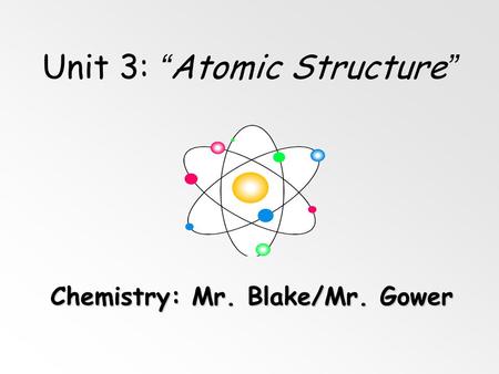 Unit 3: “Atomic Structure”