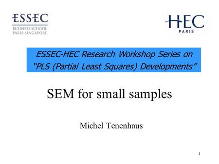 1 SEM for small samples Michel Tenenhaus ESSEC-HEC Research Workshop Series on “PLS (Partial Least Squares) Developments”