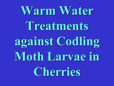 Warm Water Treatments against Codling Moth Larvae in Cherries.