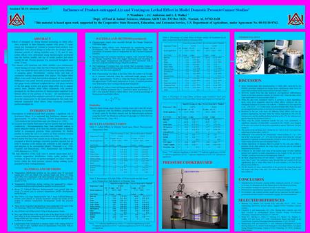 Influence of Product-entrapped Air and Venting on Lethal Effect in Model Domestic Pressure Canner Studies 2 P. Wambura 1, J.C Anderson and L.T. Walker.
