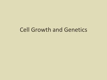 Cell Growth and Genetics. Cell Division (Mitosis) Cell division results in two identical daughter cells. The process of cell divisions occurs in three.