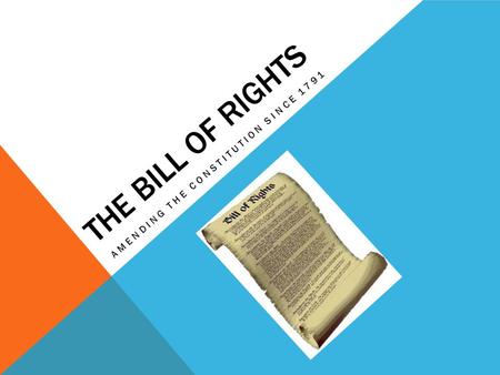 THE BILL OF RIGHTS AMENDING THE CONSTITUTION SINCE 1791.