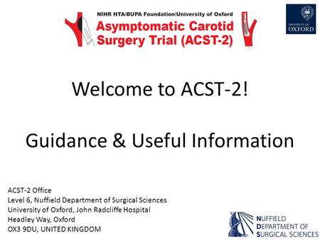 Welcome to ACST-2! Guidance & Useful Information