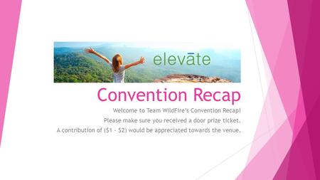Convention Recap Welcome to Team WildFire’s Convention Recap! Please make sure you received a door prize ticket. A contribution of ($1 - $2) would be appreciated.