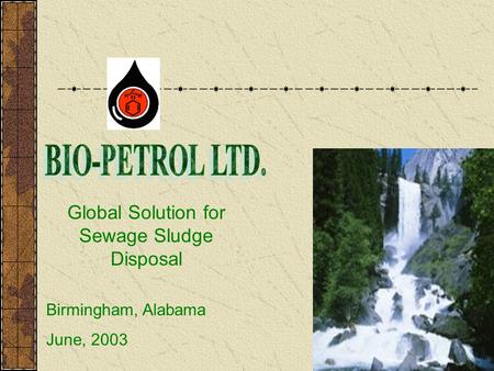 Global Solution for Sewage Sludge Disposal Birmingham, Alabama June, 2003.