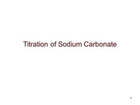 Titration of Sodium Carbonate