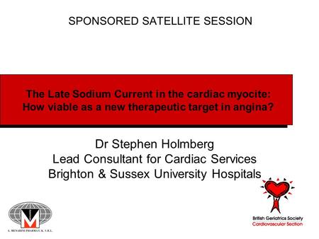 The Late Sodium Current in the cardiac myocite: How viable as a new therapeutic target in angina? SPONSORED SATELLITE SESSION Dr Stephen Holmberg Lead.