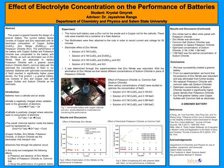 Conclusions: We have successfully created a greener battery From our experimentation we found that the presence of Zinc Nitrate was redundant and was eliminated.