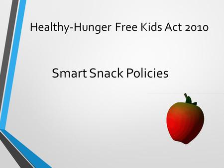 Healthy-Hunger Free Kids Act 2010 Smart Snack Policies.