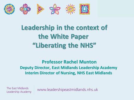 Professor Rachel Munton Deputy Director, East Midlands Leadership Academy Interim Director of Nursing, NHS East Midlands Professor Rachel Munton Deputy.