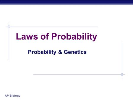 AP Biology Laws of Probability Probability & Genetics.