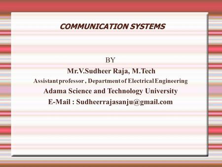 COMMUNICATION SYSTEMS