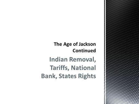 The Age of Jackson Continued