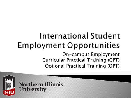On-campus Employment Curricular Practical Training (CPT) Optional Practical Training (OPT)