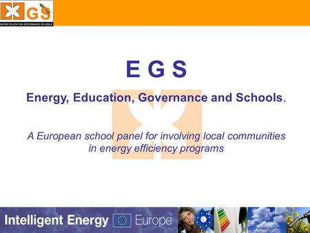 E G S Energy, Education, Governance and Schools. A European school panel for involving local communities in energy efficiency programs.