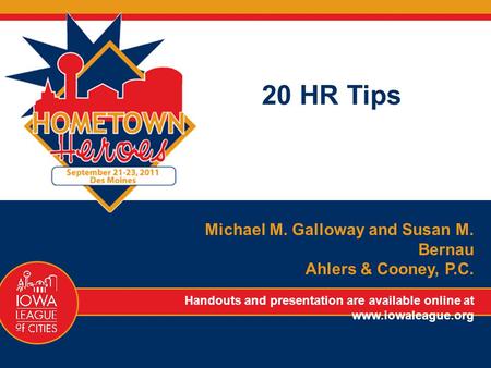 20 HR Tips Michael M. Galloway and Susan M. Bernau
