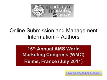 Online Submission and Management Information -- Authors