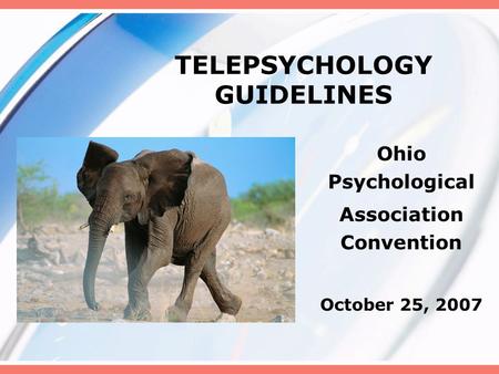 TELEPSYCHOLOGY GUIDELINES Ohio Psychological Association Convention October 25, 2007.