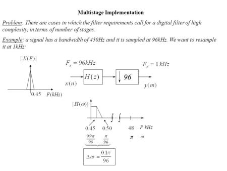 Multistage Implementation Problem: There are cases in which the filter requirements call for a digital filter of high complexity, in terms of number of.