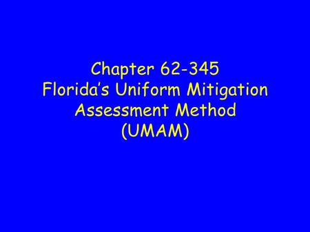Chapter 62-345 Florida’s Uniform Mitigation Assessment Method (UMAM)