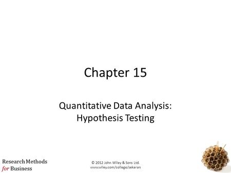 Quantitative Data Analysis: Hypothesis Testing