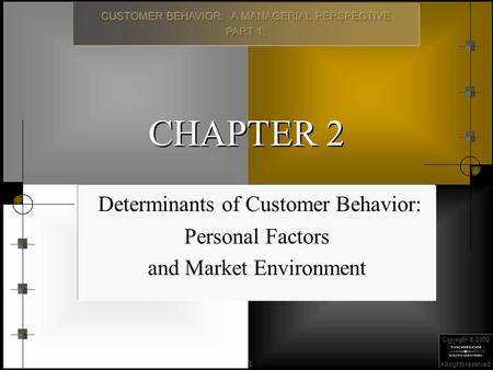 Copyright © 2002 All rights reserved. 1 CHAPTER 2 Determinants of Customer Behavior: Personal Factors and Market Environment.