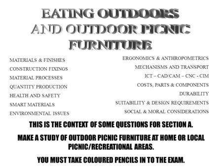 EATING OUTDOORS AND OUTDOOR PICNIC FURNITURE