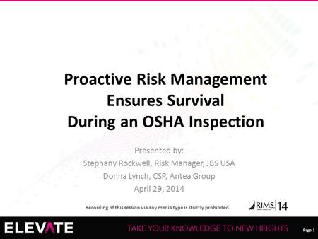 Proactive Risk Management Ensures Survival During an OSHA Inspection