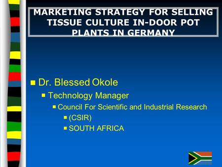 Dr. Blessed Okole Technology Manager