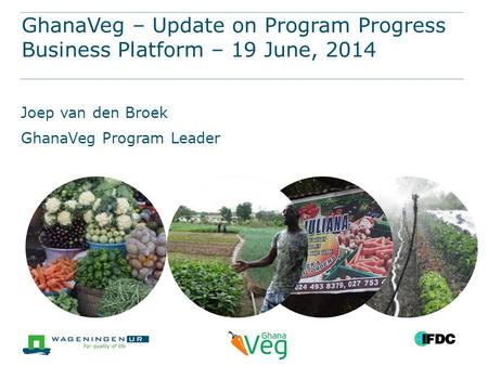 GhanaVeg – Update on Program Progress Business Platform – 19 June, 2014 Joep van den Broek GhanaVeg Program Leader.