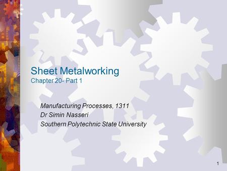 Sheet Metalworking Chapter 20- Part 1