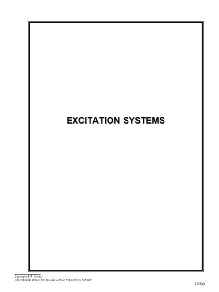 Excitation Systems Outline Functions and Performance Requirements