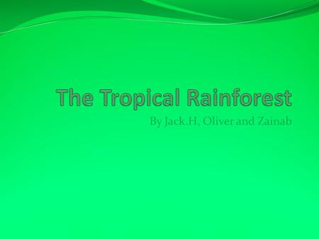 By Jack.H, Oliver and Zainab. By Jack.H Where Tropical Rainforests Are Found Tropical Rainforests are found… (38%)Latin America Except Brazil: The Amazon,