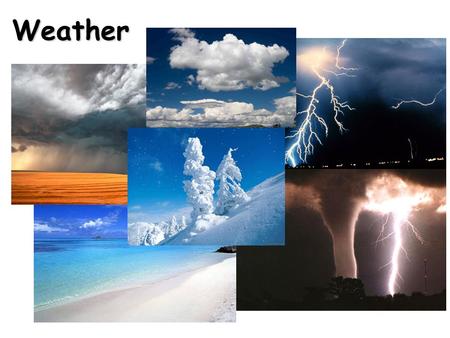 Weather. Weather Weather Vocabulary Blizzard / flurries / Sleet / hail / snow thunder/ lightening Winter / Spring / Summer / Fall Ice / icy / cool / chilly.