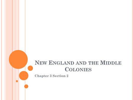 N EW E NGLAND AND THE M IDDLE C OLONIES Chapter 3 Section 2.