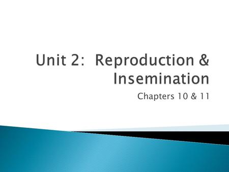 Unit 2: Reproduction & Insemination